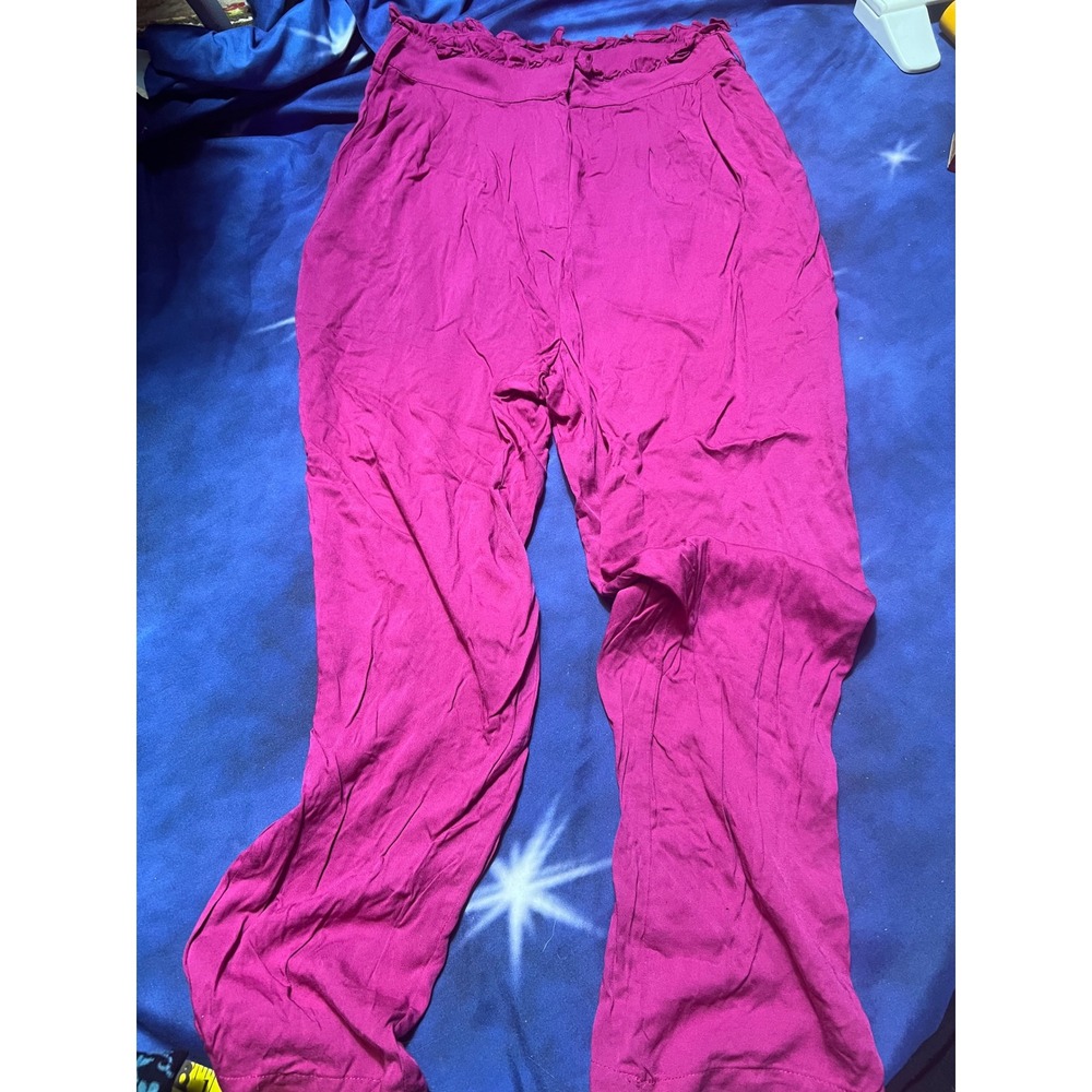 Charlotte Russe Magenta Pink Paperbag Waist Pleated Trousers Size M